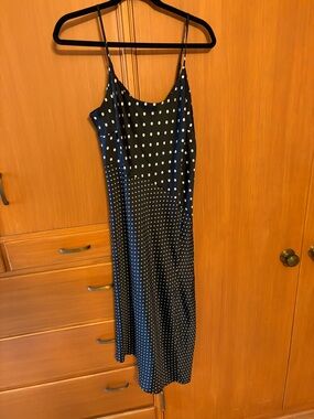 a new day Black and White Polka Dot Midi Slip Dress